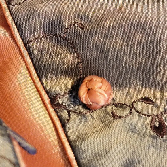 Asian Bronze Satin Women's Oriental Lined Jacket Imperial Inspired Size Medium - Picture 5 of 15